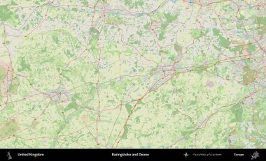Basingstoke ve Deane. Bir OpenStreetMap Alman stil haritası üzerinde Birleşik Krallık 'ın idari alanı