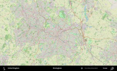 Birmingham. Bir OpenStreetMap Alman stil haritası üzerinde Birleşik Krallık 'ın idari alanı