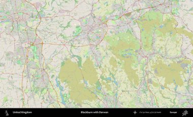 Blackburn ve Darwen. Bir OpenStreetMap Alman stil haritası üzerinde Birleşik Krallık 'ın idari alanı