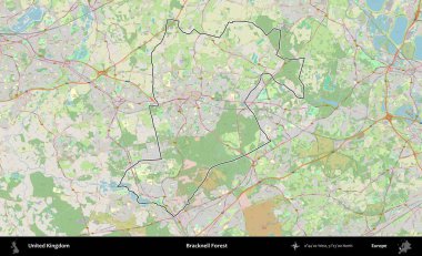 Bracknell Ormanı. Bir OpenStreetMap Alman stil haritasında Birleşik Krallık 'ın özetlenmiş idari alanı
