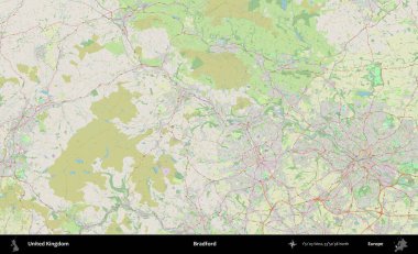Bradford. Bir OpenStreetMap Alman stil haritası üzerinde Birleşik Krallık 'ın idari alanı