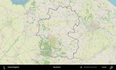 Çöller Ülkesi. Bir OpenStreetMap Alman stil haritasında Birleşik Krallık 'ın özetlenmiş idari alanı
