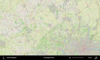 Buckinghamshire 'da. Bir OpenStreetMap Alman stil haritası üzerinde Birleşik Krallık 'ın idari alanı