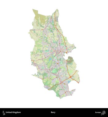 Gömmek. Birleşik Krallık 'ın idari alanı bir OpenStreetMap Alman stili haritasında beyazda izole edildi