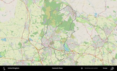 Cannock Chase. Bir OpenStreetMap Alman stil haritasında Birleşik Krallık 'ın özetlenmiş idari alanı