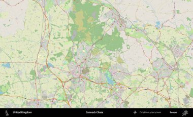 Cannock Chase. Bir OpenStreetMap Alman stil haritası üzerinde Birleşik Krallık 'ın idari alanı
