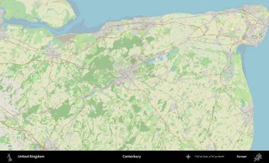 Canterbury 'de. Bir OpenStreetMap Alman stil haritası üzerinde Birleşik Krallık 'ın idari alanı
