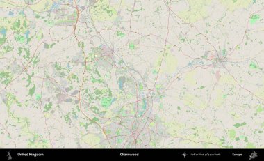 Charnwood 'da. Bir OpenStreetMap Alman stil haritası üzerinde Birleşik Krallık 'ın idari alanı