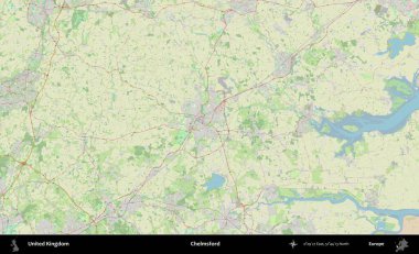 Chelmsford 'da. Bir OpenStreetMap Alman stil haritası üzerinde Birleşik Krallık 'ın idari alanı