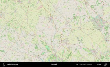 Cherwell. Bir OpenStreetMap Alman stil haritası üzerinde Birleşik Krallık 'ın idari alanı
