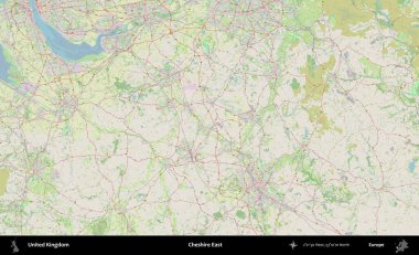Doğu Cheshire. Bir OpenStreetMap Alman stil haritası üzerinde Birleşik Krallık 'ın idari alanı