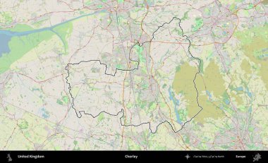 Chorley. Bir OpenStreetMap Alman stil haritasında Birleşik Krallık 'ın özetlenmiş idari alanı