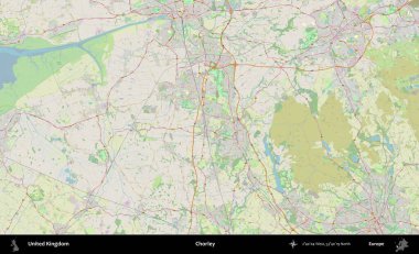 Chorley. Bir OpenStreetMap Alman stil haritası üzerinde Birleşik Krallık 'ın idari alanı