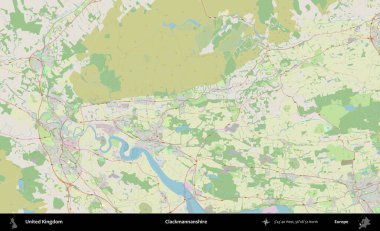 Clackmannanshire. Bir OpenStreetMap Alman stil haritası üzerinde Birleşik Krallık 'ın idari alanı