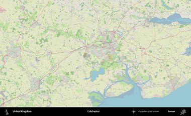 Colchester 'da. Bir OpenStreetMap Alman stil haritası üzerinde Birleşik Krallık 'ın idari alanı