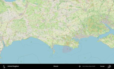 Dorset. Bir OpenStreetMap Alman stil haritası üzerinde Birleşik Krallık 'ın idari alanı