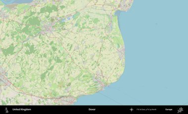 Dover. Bir OpenStreetMap Alman stil haritası üzerinde Birleşik Krallık 'ın idari alanı
