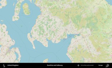 Dumfries ve Galloway. Bir OpenStreetMap Alman stil haritası üzerinde Birleşik Krallık 'ın idari alanı