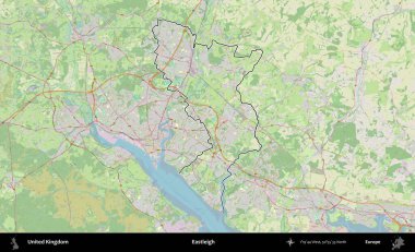 Eastleigh 'de. Bir OpenStreetMap Alman stil haritasında Birleşik Krallık 'ın özetlenmiş idari alanı