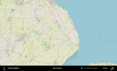 Doğu Lindsey. Bir OpenStreetMap Alman stil haritası üzerinde Birleşik Krallık 'ın idari alanı