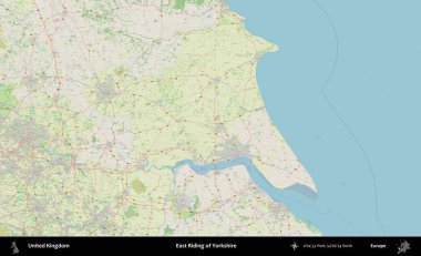 Yorkshire 'ın Doğu Biniciliği. Bir OpenStreetMap Alman stil haritası üzerinde Birleşik Krallık 'ın idari alanı
