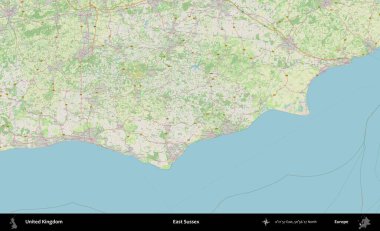 Doğu Sussex. Bir OpenStreetMap Alman stil haritası üzerinde Birleşik Krallık 'ın idari alanı
