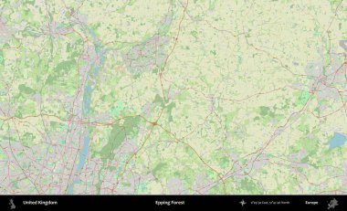 Epping Ormanı. Bir OpenStreetMap Alman stil haritası üzerinde Birleşik Krallık 'ın idari alanı