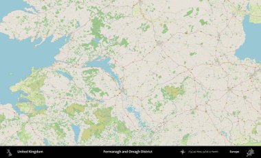 Fermanagh ve Omagh Bölgesi. Bir OpenStreetMap Alman stil haritası üzerinde Birleşik Krallık 'ın idari alanı