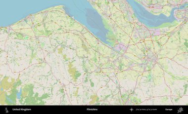 Flintshire 'da. Bir OpenStreetMap Alman stil haritası üzerinde Birleşik Krallık 'ın idari alanı
