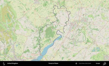 Dean Ormanı. Bir OpenStreetMap Alman stil haritasında Birleşik Krallık 'ın özetlenmiş idari alanı