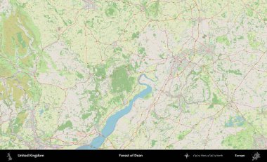 Dean Ormanı. Bir OpenStreetMap Alman stil haritası üzerinde Birleşik Krallık 'ın idari alanı