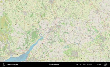 Gloucestershire 'da. Bir OpenStreetMap Alman stil haritası üzerinde Birleşik Krallık 'ın idari alanı