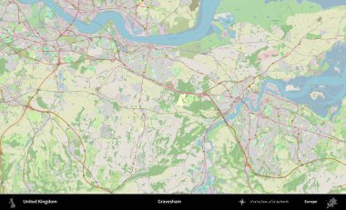 Gravesham. Bir OpenStreetMap Alman stil haritası üzerinde Birleşik Krallık 'ın idari alanı