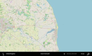 Yüce Yarmouth. Bir OpenStreetMap Alman stil haritası üzerinde Birleşik Krallık 'ın idari alanı