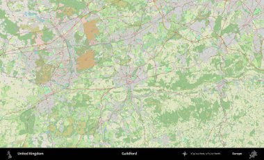 Guildford. Bir OpenStreetMap Alman stil haritası üzerinde Birleşik Krallık 'ın idari alanı