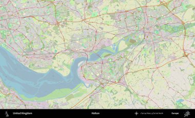 Halton. Bir OpenStreetMap Alman stil haritası üzerinde Birleşik Krallık 'ın idari alanı