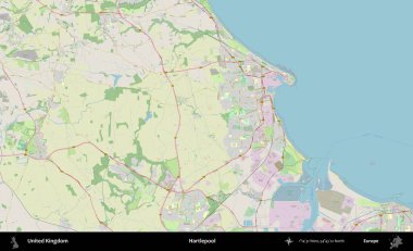 Hartlepool 'da. Bir OpenStreetMap Alman stil haritası üzerinde Birleşik Krallık 'ın idari alanı