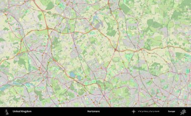 Hertsmere. Bir OpenStreetMap Alman stil haritası üzerinde Birleşik Krallık 'ın idari alanı