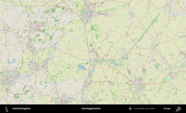 Huntingdonshire 'da. Bir OpenStreetMap Alman stil haritası üzerinde Birleşik Krallık 'ın idari alanı