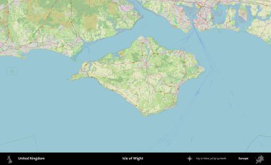 Wight Adası. Bir OpenStreetMap Alman stil haritası üzerinde Birleşik Krallık 'ın idari alanı