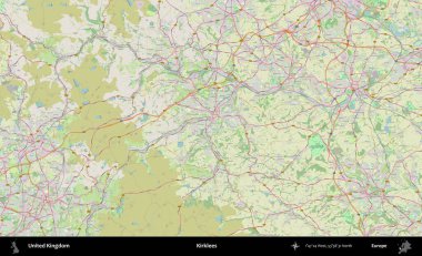 Kirklees. Bir OpenStreetMap Alman stil haritası üzerinde Birleşik Krallık 'ın idari alanı