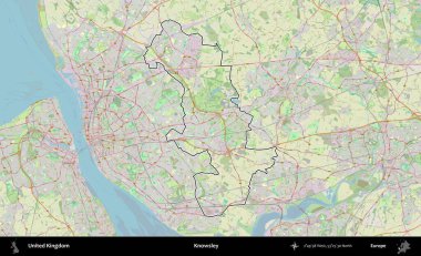 Knowsley. Bir OpenStreetMap Alman stil haritasında Birleşik Krallık 'ın özetlenmiş idari alanı