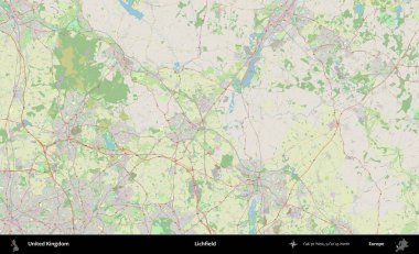 Lichfield 'da. Bir OpenStreetMap Alman stil haritası üzerinde Birleşik Krallık 'ın idari alanı