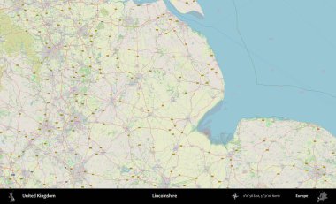 Hughnshire 'da. Bir OpenStreetMap Alman stil haritası üzerinde Birleşik Krallık 'ın idari alanı