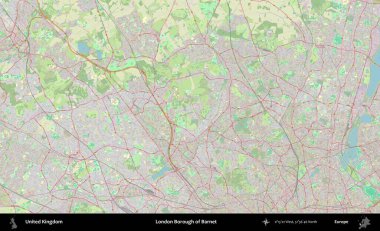 Londra Barnet İlçesi. Bir OpenStreetMap Alman stil haritası üzerinde Birleşik Krallık 'ın idari alanı