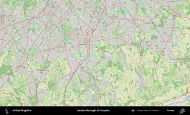 Croydon 'un Londra ilçesi. Bir OpenStreetMap Alman stil haritası üzerinde Birleşik Krallık 'ın idari alanı