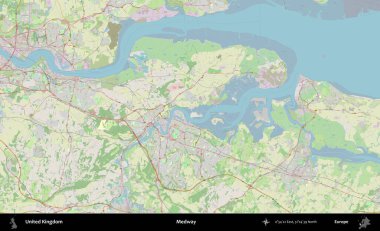 Medway. Bir OpenStreetMap Alman stil haritası üzerinde Birleşik Krallık 'ın idari alanı