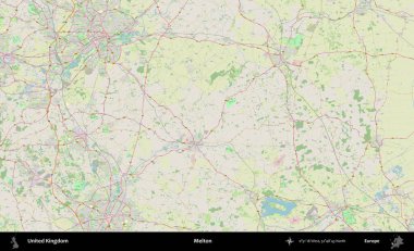 Melton. Bir OpenStreetMap Alman stil haritası üzerinde Birleşik Krallık 'ın idari alanı