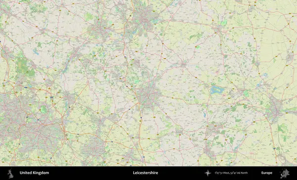 Leicestershire 'da. Bir OpenStreetMap Alman stil haritası üzerinde Birleşik Krallık 'ın idari alanı