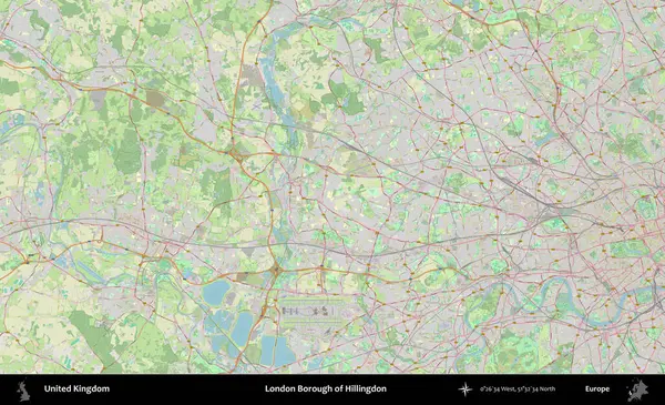 Londra Hillingdon İlçesi. Bir OpenStreetMap Alman stil haritası üzerinde Birleşik Krallık 'ın idari alanı